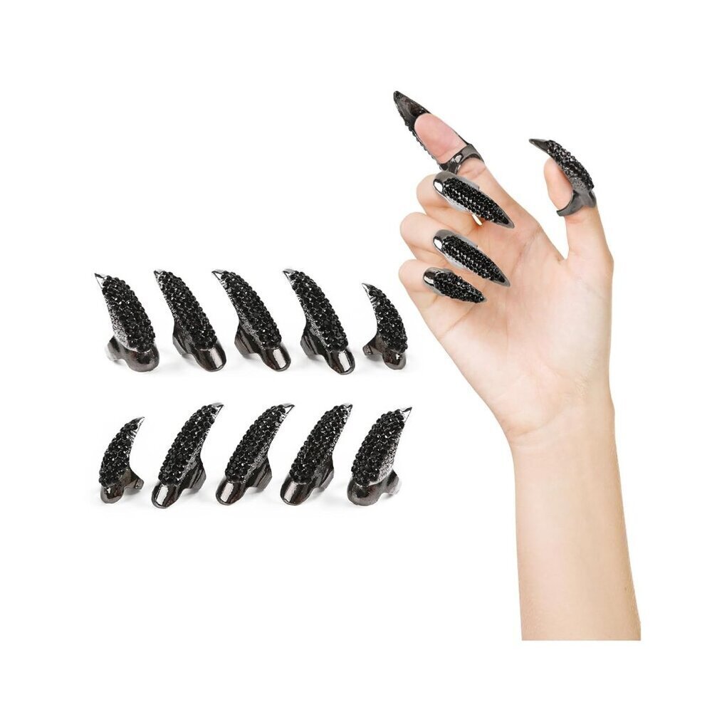 10PCS Fake Long Nail Claws Halloween Costume Accessories Gothic Vampire Cosplay
